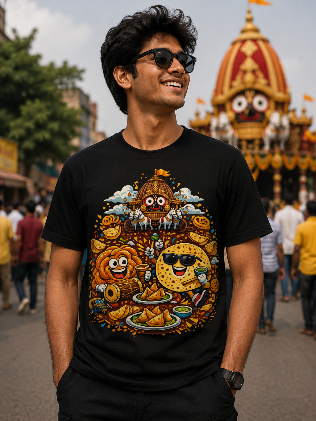Rath, Jilipi and Papad T-Shirt (Black)