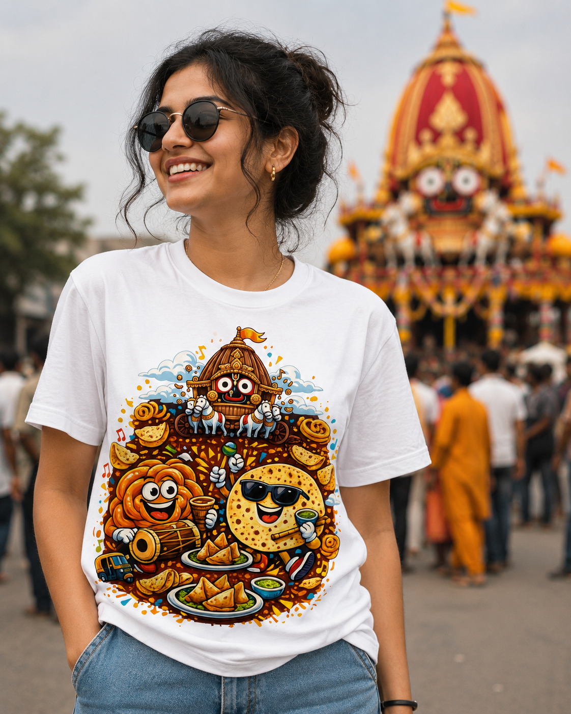 Rath, Jilipi and Papad T-Shirt (White)